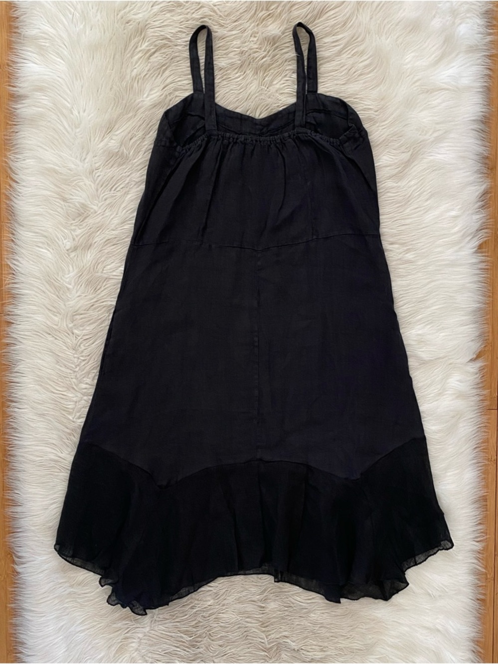 Dylan Black Linen Hazel Midi Dress Sleeveless Handkerchief Hem Minimalist Causal - Picture 6 of 11